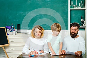 Family school. Family day. School community partnership models. Home Family math schooling - Parents teaching kids