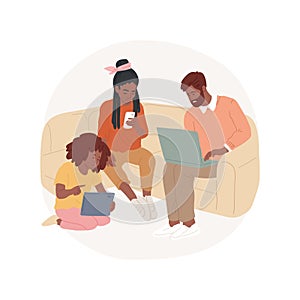 Family screen time isolated cartoon vector illustration.