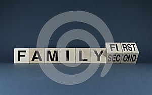 Family second or family first. Concept of family, adoption, guardianship