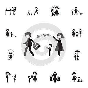 family sees off father icon. Detailed set of Family icons. Premium quality graphic design sign. One of the collection icons for we