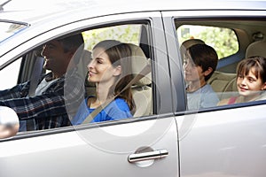 Family Setting Off On Car Journey