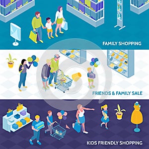 Family Shopping Isometric Banners