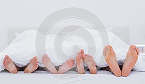 Family showing their feet