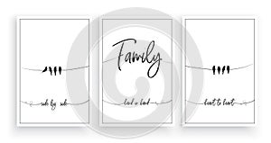 Family, side by side, hand in hand, heart to heart vector, wording design, lettering, minimalist poster design