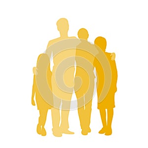 Family Silhouette, Full Length Couple with Two