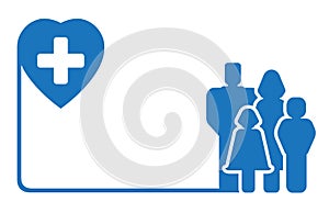 Family silhouette on medical symbol