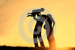 Family Silhouette Sunset