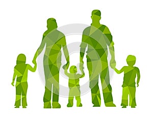 Family silhouettes parents and children vector illustraion people