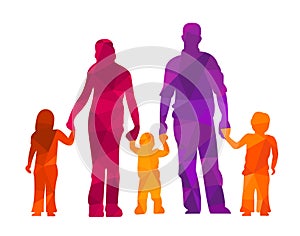 Family silhouettes parents and children vector illustraion people photo