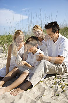 Familia sobre el Playa 