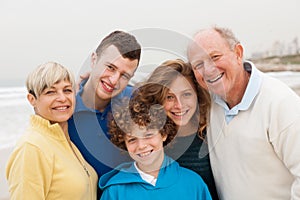 Family sitting at garden together