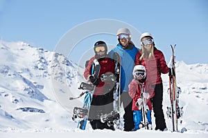 Family On Ski Holiday In Mountains