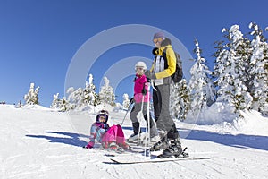 Family on the ski slope