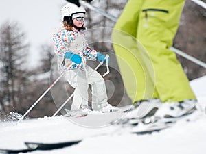 Family skiing