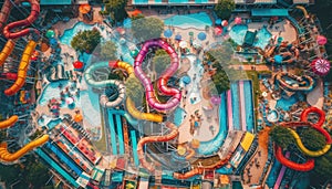 Family sliding and spinning on carnival ride generated by AI