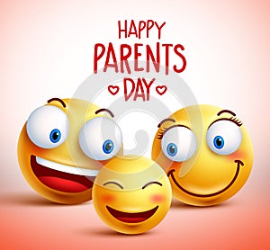 Family of smiley faces vector characters for happy parents day photo