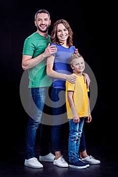 Family smiling at camera