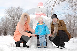 Family with snowman