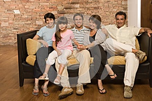 Family on a sofa