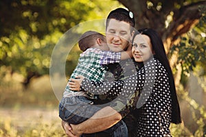 Family and soldier in a military uniform