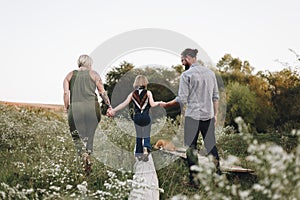 Family spending time in farm