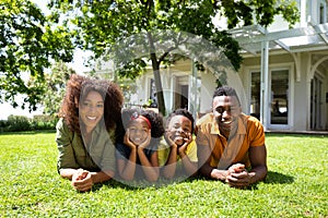 Family spending time together in the garden