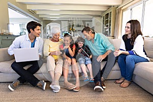 Family spending time together at home