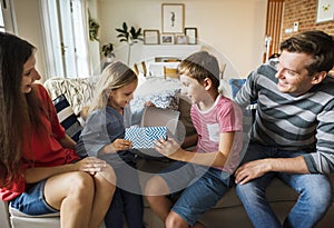 Family spending time together at home