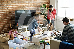 Family spending time together at home