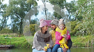 Family Spending Time Together near Autumn Lake