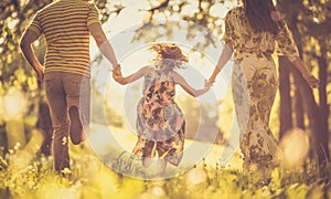 Family spending time together outside.