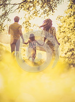 Family spending time together outside.