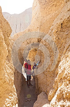 Family spends time actively in the desert