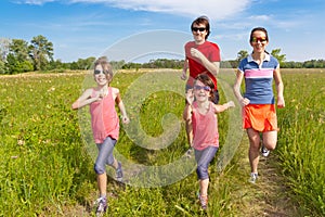 Family sport, jogging outdoors