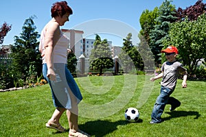 Family sport - playing soccer (football)