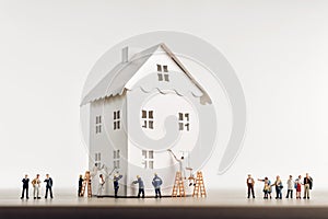 Family standing in front of their new home under construction