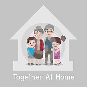 Family Stay home stay safe together at home