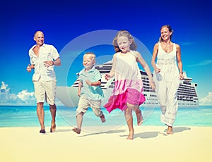 Family Summer Beach Relaxation Vacation Concept