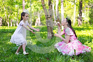 Family in a summer park.