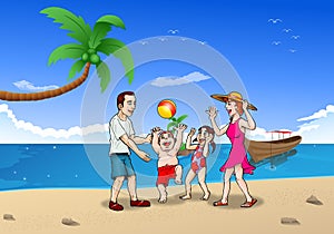 Rodina dovolená na pláž 