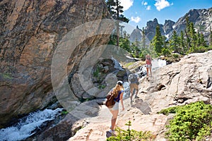 Family on summer vacation trip in Colorado mountains.