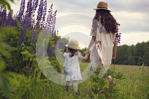 family during summer vacation in wood glade