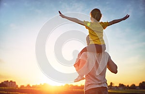 Family at sunset