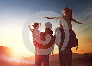 Family at sunset