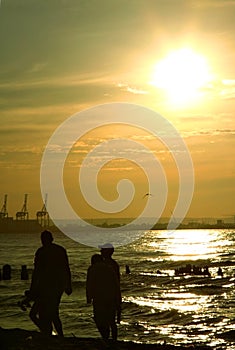Family sunset stroll