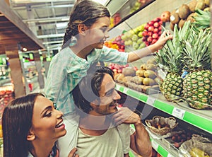 Family in the supermarket