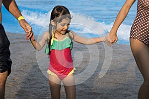 Family Swimming Pool Playing Togetherness Summer Holiday