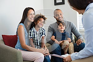 Family talking with counselor