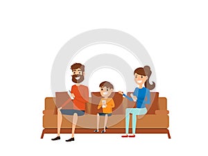 Rodina. rodina na pohovka v obývací pokoj 