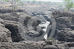 Family Time Place Waterfall River Water & Rock Bed Side